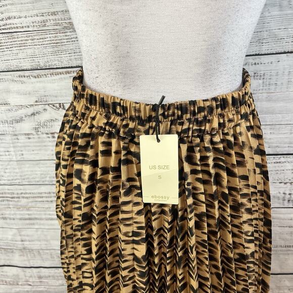 Ebossy Collection Skirt size Small Cheetah Leopard Sheer Pleated Long A Line - Picture 11 of 11